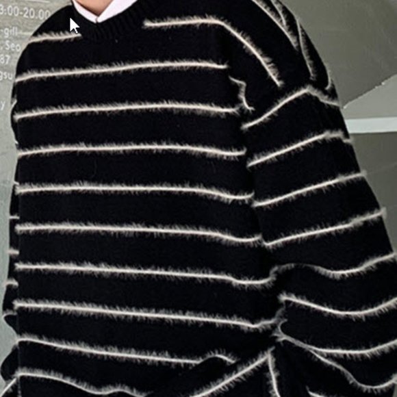Men's Vintage Striped Pullover Sweater US Size M 23" Wide/ Black NWOT - Picture 1 of 4